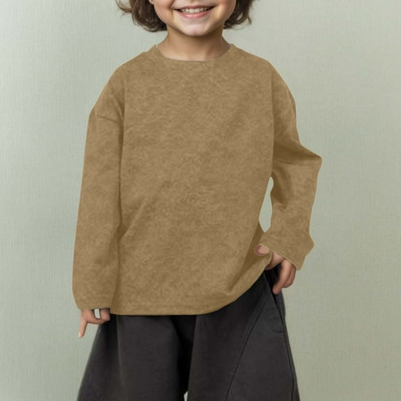 T Shirts for Girls Yellow Long Sleeve Shirt Boys Boys Crew Neck Tees Fall Tops Girl Clothes Size 7-8 Years