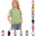 thumbnail image 1 of T Shirts for Kids Girls Short Sleeve Crew Neck Tee T-Shirt Basic Plain Tshirts for Kids Girls 6-7 Years, 1 of 5