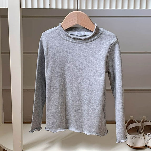 T Shirts for Kids Grey Long Sleeve Shirt Crewneck Cotton T Shirt Boy Shirts Size 6-7 Years