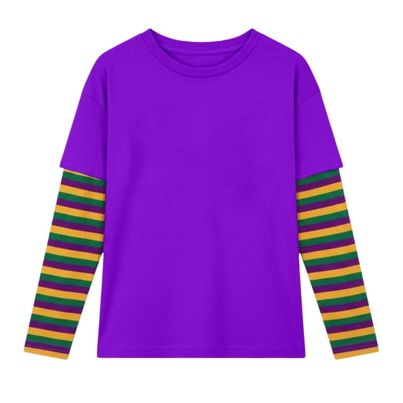 T Shirts for Kids Long Sleeve Dark Purple Crewneck Top Tees Casual Kids Fashion 3-4 Years