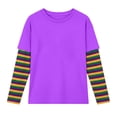 thumbnail image 1 of T Shirts for Kids Purple Long Sleeve Crewneck Tee Loose Soft Clothes 9-10 Years, 1 of 3