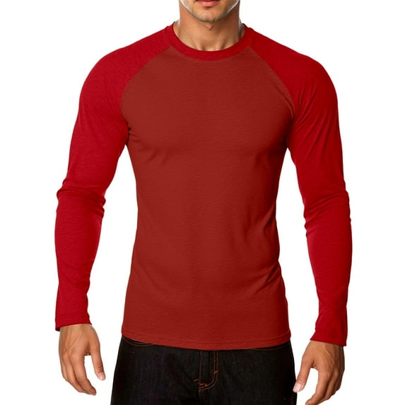 T Shirts for Man Casual Sporty Color Block Long Sleeve Compression Tees Comfortable Slim Fit Crew Neck Spring Summer Mens Shirts Watermelon Red XXXL