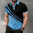 thumbnail image 1 of T Shirts for Man Color Block Print Comfortable Short Sleeve Polo Shirt Breathable Casual Shirts for Men Light Blue XXXXXL, 1 of 7