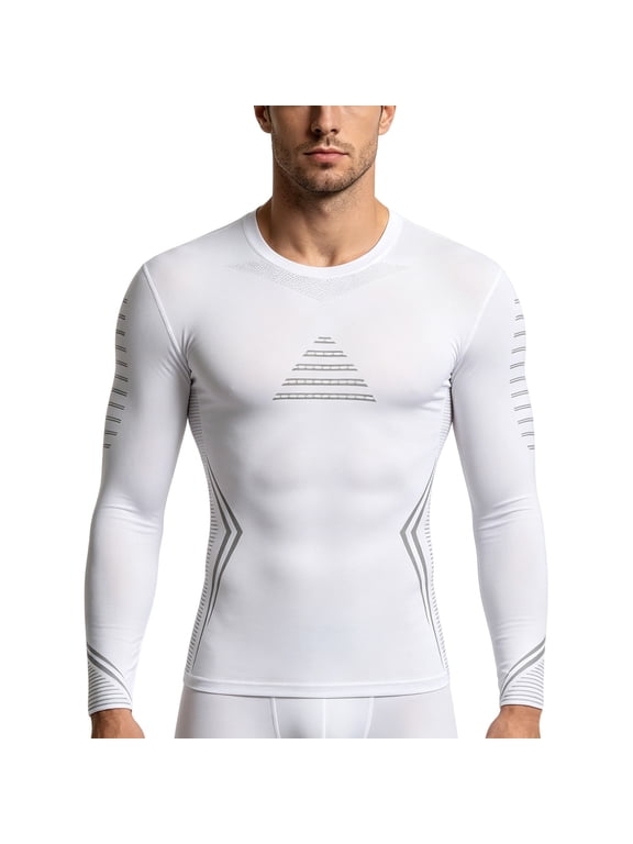 T-Shirts for Man , Compression Shirt Men Slimming Body Shaper Long Sleeve Crewneck Workout Shirts Tummy Control Undershirts