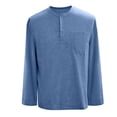 thumbnail image 1 of T-Shirts for Man Long Sleeve Crewneck Henley Shirt Basic Blue Button Shirt Mens Work Shirts, 1 of 4