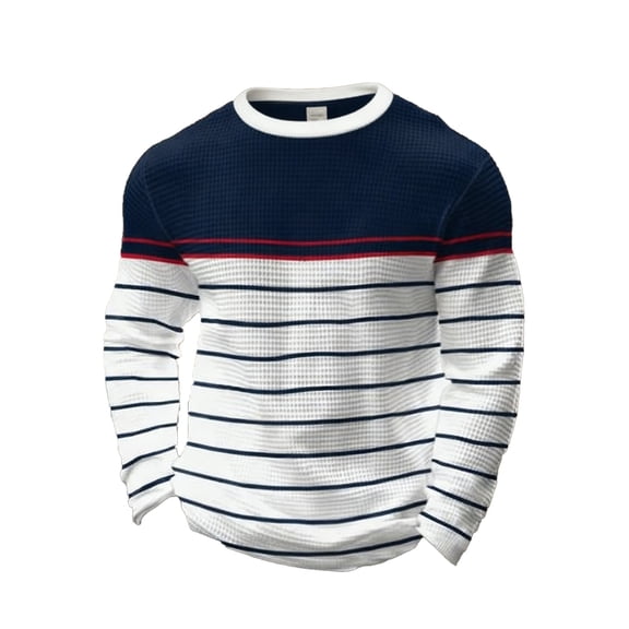 T Shirts for Man Long Sleeve Waffle Knit Pullover Tops Lightweight Soft Crewneck Relaxed Fit Tee White XXL