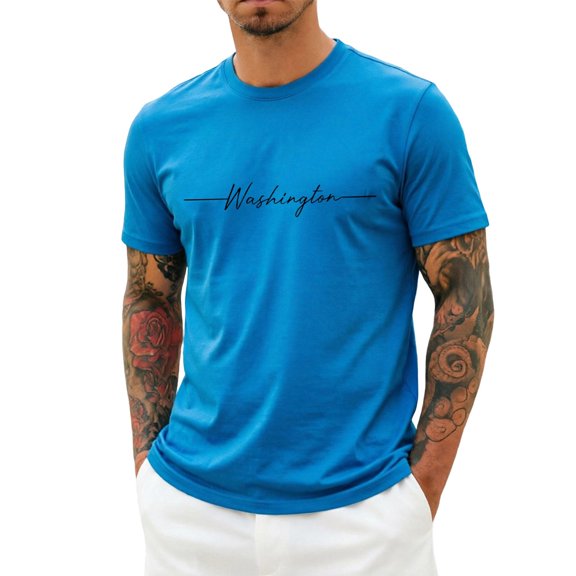 T Shirts for Man Men Starry Sky Letter Print Graphic T Shirt Short Sleeve Casual Summer Top Breathable Blend Shirt Sky Blue XL