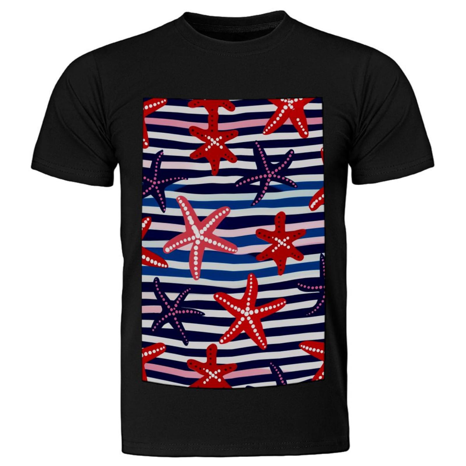 T Shirts for Man, Men's Novelty T-Shirts, Modern Navy Striped Starfish ...