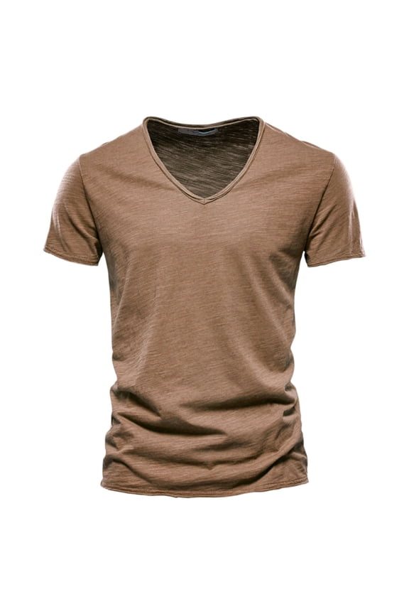 T Shirts for Man Mens Fashion Casual Solid Color Cotton V Neck Short Sleeve Top Mens t Shirts Size:XL