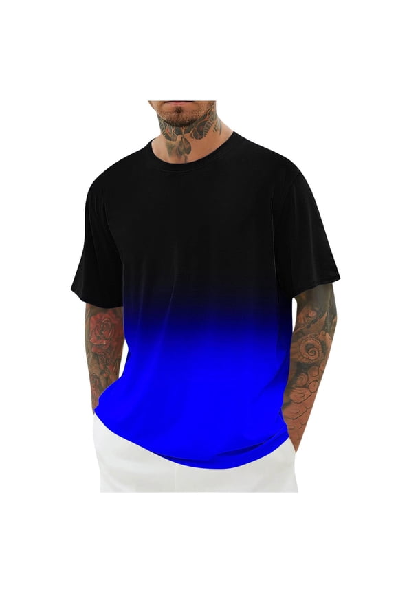 T Shirts for Man,Mens Shirts Crewneck Short Sleeve Summer Beach Shirt Causal Stylish Gradient Color Graphic Tee Shirts Fashion Clothes