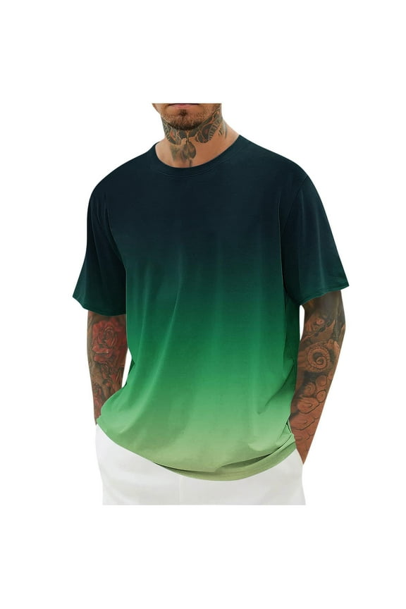 T Shirts for Man,Mens Shirts Crewneck Short Sleeve Summer Beach Shirt Causal Stylish Gradient Color Graphic Tee Shirts Fashion Clothes