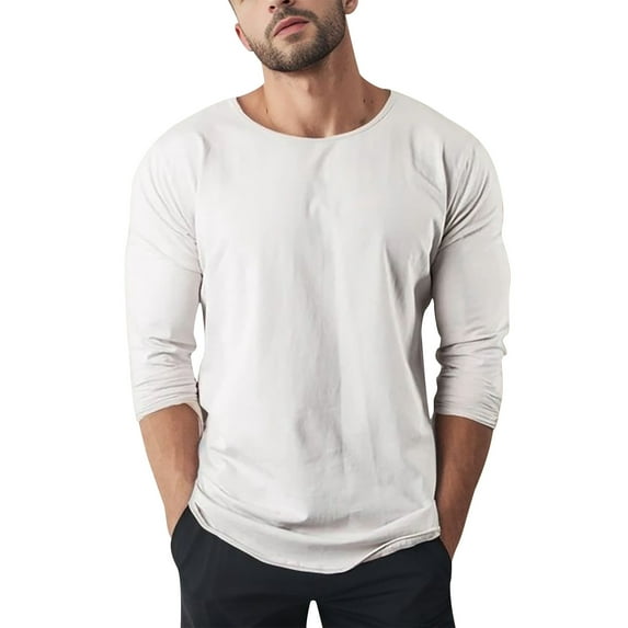 T Shirts for Man Muscle Exercise Slim Fit Gym Exercise Long Sleeve Daily Breathable Refreshing Lightweight Trendy Workout Tops Sizes L