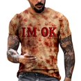 thumbnail image 1 of T Shirts for Man Oversized Halloween Crew Neck Short Sleeve Letter Printed Basic Tees Slim Fit Casual Sports Men Shirts 1 S, 1 of 5