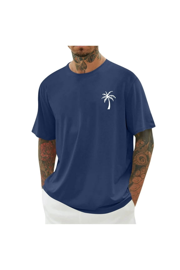 T Shirts for Man Palm Tree Printed Graphic Tees Casual Summer Hawaiian Beach Tops Short Sleeve Crewneck Shirts