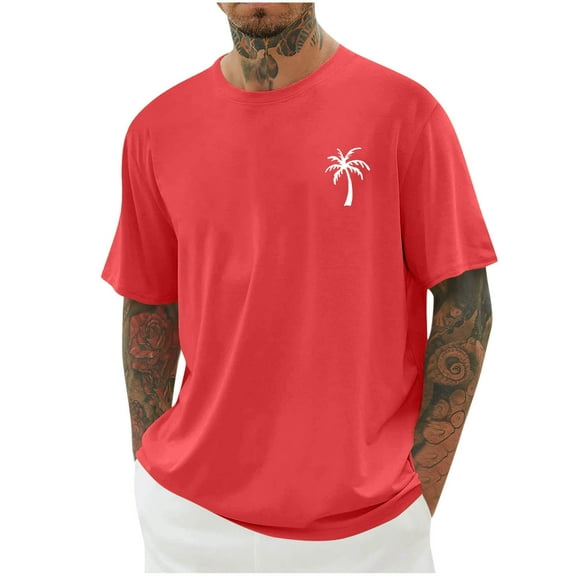 T Shirts for Man Palm Tree Printed Graphic Tees Casual Summer Hawaiian Beach Tops Short Sleeve Crewneck Shirts