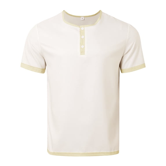 T Shirts for Man Short Sleeve Crew Neck Henley Shirts Loose Fit White Button Shirt Men Summer Shirts
