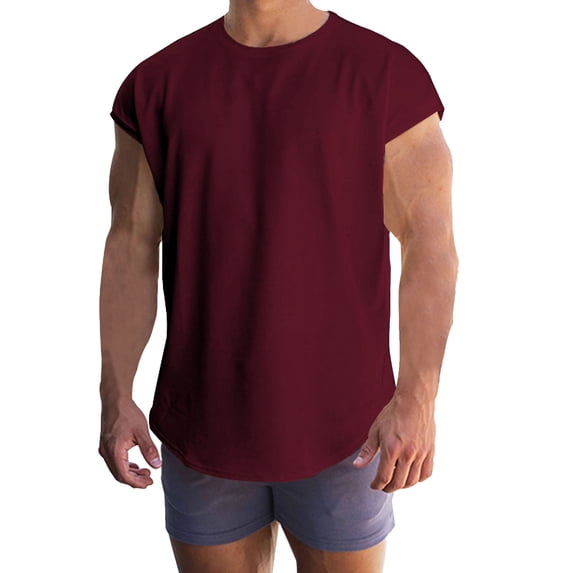T-Shirts for Man Short Sleeve Crewneck Basic Wine Shirt Mens Clothes