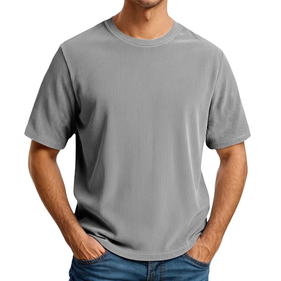 T-Shirts for Man Short Sleeve Crewneck Shirt Loose Fit Grey Tee Shirt Summer T Shirts for Men