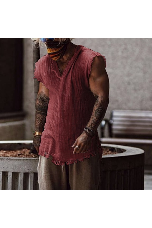 T Shirts for Man Short Sleeve V Neck Shirt Basic Red Shirt Mens Fashion Clothing