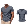 thumbnail image 1 of T Shirts for Man Short Sleeve V neck Basic Grey Athletic Shirt Tees Beach Shirts for Men, 1 of 7
