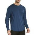 thumbnail image 1 of T Shirts for Man Soft Curve Hem Lightweight Long Sleeve Casual Basic Dark Blue Fall Top size S, 1 of 3