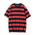 thumbnail image 1 of T Shirts for Man Striped Print Round Neck Short Sleeve Loose Breathable Comfortable Outdoor Activities Fashion Mens T-Shirts Red S, 1 of 2