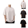 thumbnail image 1 of T Shirts for Man Summer Heavyweight Short Sleeve Neck Loose Drop Shouder Basic Plain Cotton Tshirts Mens Tees, 1 of 9