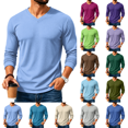 thumbnail image 1 of T Shirts for Man V Neck Long Sleeve Casual Basic Pullover Tee Soft Breathable Fabric V Neckline Regular Fit Tops, 1 of 7
