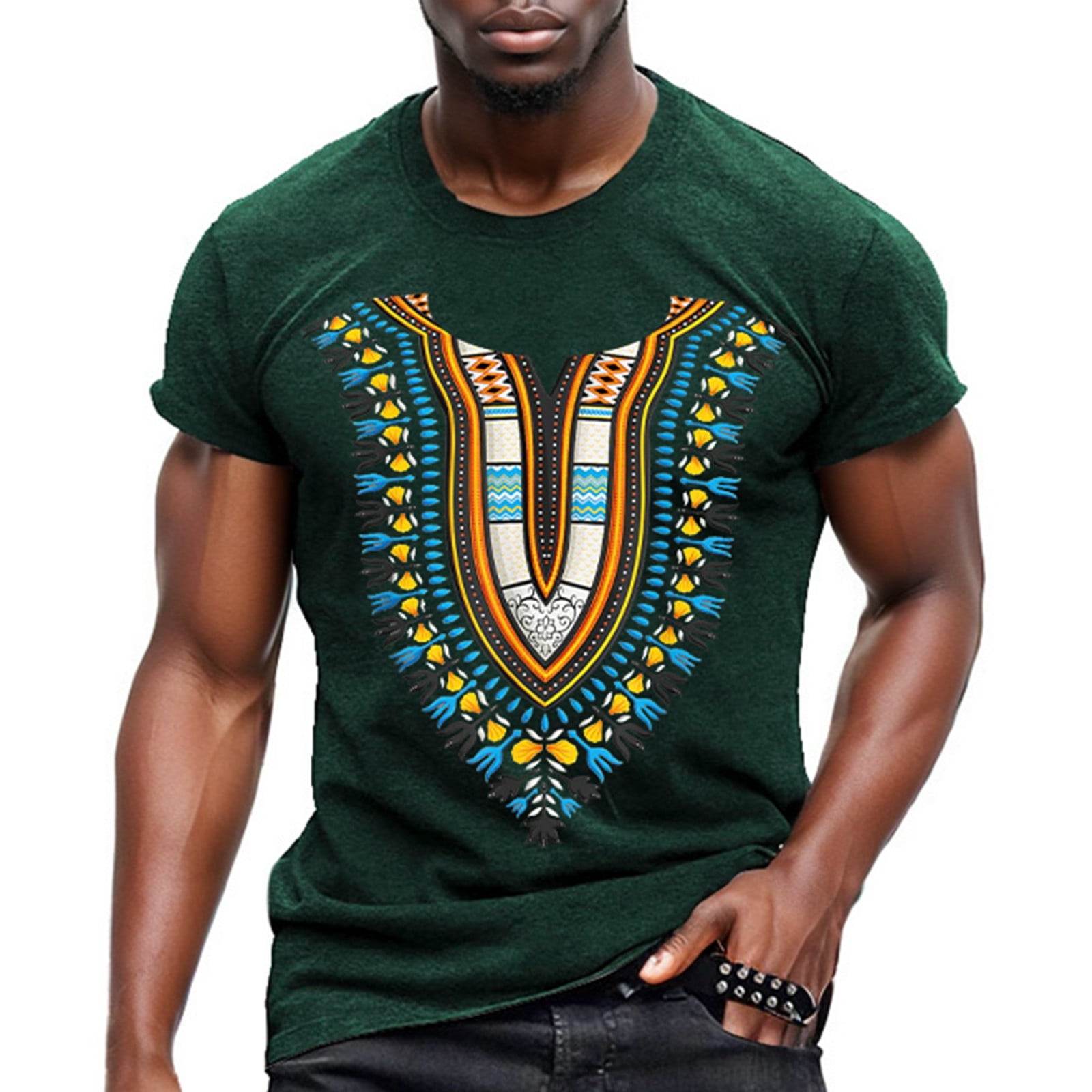 T Shirts for Men 2024 African Kente Art Men African American Print ...