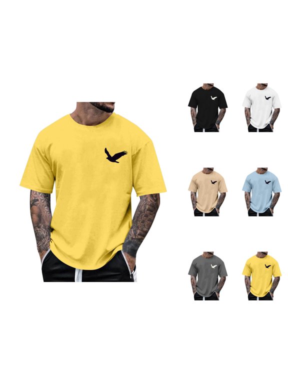 T Shirts for Men 2026 Summer Casual Short Sleeve Crewneck Flying Bird Graphic Tees Streetwear
