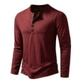 thumbnail image 1 of T Shirts for Men Button Untucked Round Neck Long Sleeve Basic Pullover T-Shirts Casual Solid Comfort Cotton Blend Relaxed Tops, 1 of 8