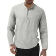 thumbnail image 1 of T Shirts for Men Casual Tops Winter Fall Long Sleeve Fall Leisure Travel Cotton Linen Vintage Hoodless Drawstring T-shirt Top, 1 of 5