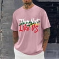 thumbnail image 1 of T Shirts for Men Clearance Short Sleeve Round-Neck Printing Casual Shirts Pink XXXXL, 1 of 5