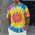 thumbnail image 1 of T Shirts for Men Clearance Short Sleeve Round-Neck Tie-dye Printing Casual Shirts Pink XXXXL, 1 of 5