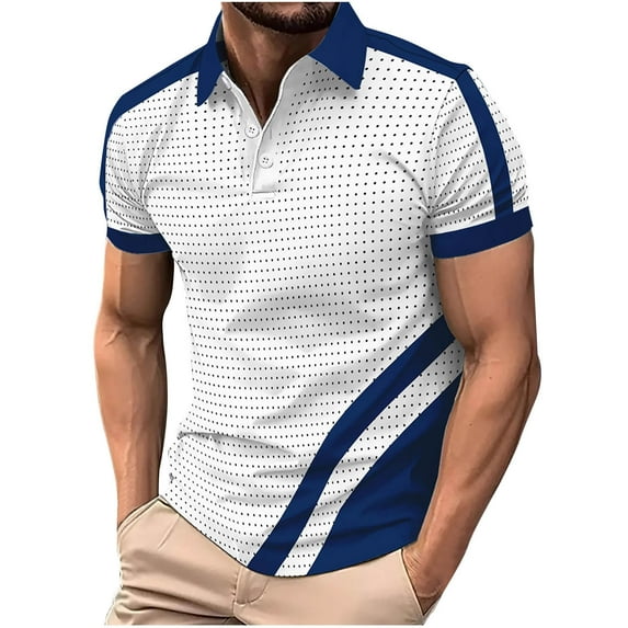 T-Shirts for Men Short Sleeve Turndown Collar Solid Color Loose Lapel Polo Shirt White XXL