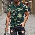 thumbnail image 1 of T-Shirts for Men under $5 Short Sleeve Round Neck Print Casual T-shirt Army Green M, 1 of 5