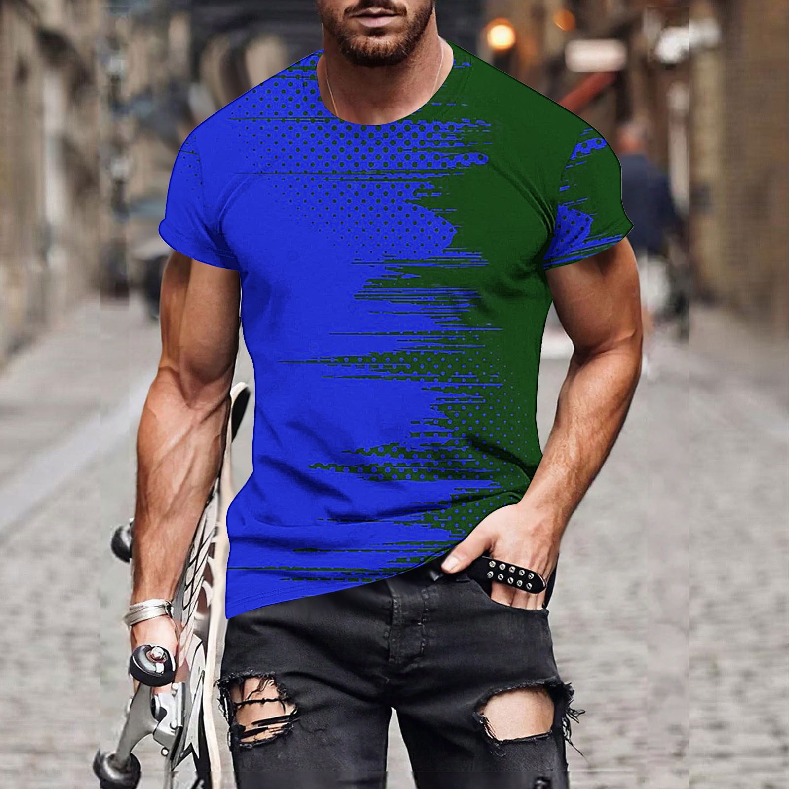 Lot De 5 T-shirts Basiques Homme - Couleurs Unies (Rouge, Charbon, Bleu...) - Taille S à 2XL