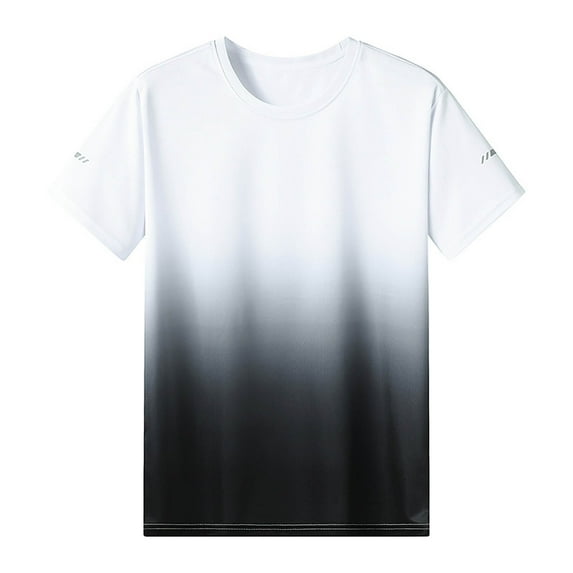 T-Shirts for Men under $5 Short Sleeved Round Neck Gradient Top White M