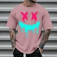 thumbnail image 1 of T-Shirts for Men under $5 Short Sleeved Round Neck Printed T-shirt Pink L, 1 of 4