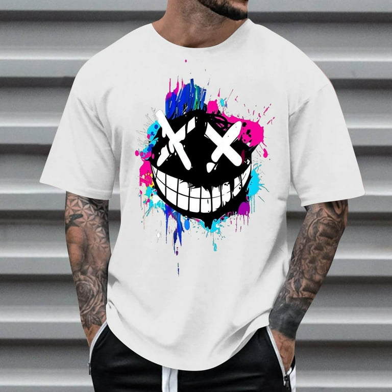 T-Shirts for Men under $5 Short Sleeved Round Neck Printed T-shirt