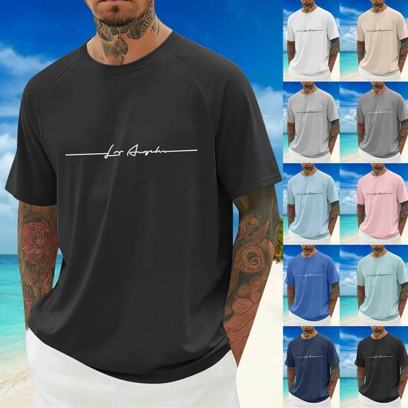 T Shirts for Men Cotton Short/long Sleeve Big & Tall T Shirts Loungewear Regular Fit Solid Color Crew Neck Summer Outdoor Basic Tops