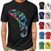 CAMELAND T-Shirts for Men Crewneck Short Sleeve Graphic Crew Neck Relaxed Fit T-Shirt（Black Size:S-4XL)