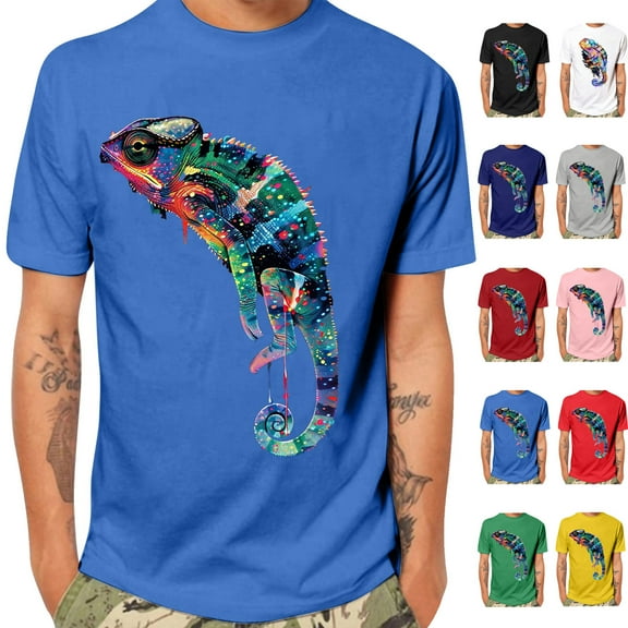 T-Shirts for Men Crewneck Short Sleeve Graphic Crew Neck Relaxed Fit T-Shirt(Blue Size:S-4XL)