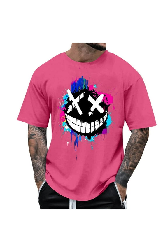 T-Shirts for Men Crewneck Short Sleeve Graphic Summer Fashion Casual Men's Round Neck Printed T-shirt Top Halloween Patterns(Size:S-5XL)