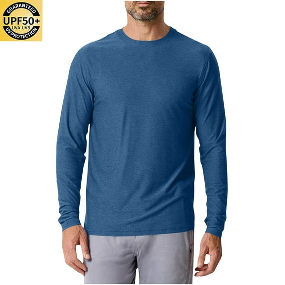 T Shirts for Men DYTTDG Men's Lightweight Solid Color Round Neck Long Sleeve T-Shirt Basic Top Great Gifts for Less