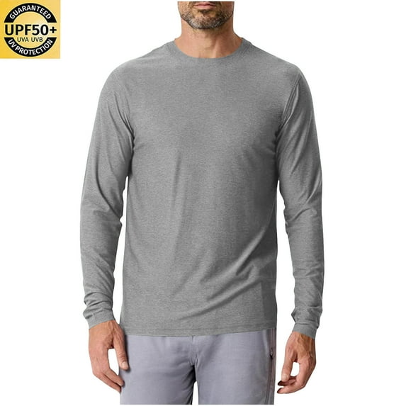 T Shirts for Men DYTTDG Men's Lightweight Solid Color Round Neck Long Sleeve T-Shirt Basic Top Great Gifts for Less