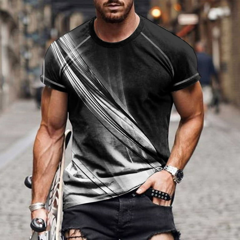 T Shirts for Men Graphic 2023 Fashion 3D Digital Printing Fitness Sports Short Sleeve Tees Blouse Streetwear Tops
