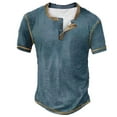 thumbnail image 1 of T Shirts for Men Henley Neck Short Sleeve Solid Color Slim Fit Summer Casual Loose Mens T Shirts, 1 of 2