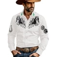 thumbnail image 1 of T Shirts for Men Long Sleeve Denim Western Style Button Comfort Modern Business Clothes for Men,White,3XL, 1 of 4