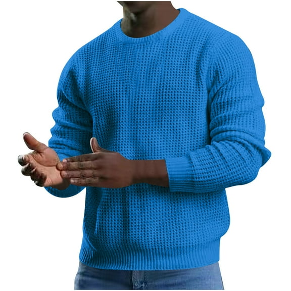 T Shirts for Men Long Sleeve Long Sleeve Solid Color Knit Round Neck Pullover Top Shirt